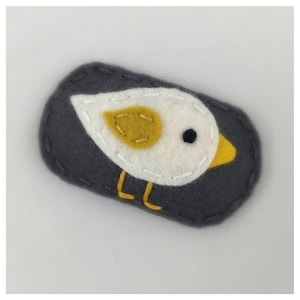 Felt Hair Clip, NO SLIP GRIP, Felt Bird, Baby Bow, Felt Hair Bow, Girls Hair Clip, Toddler Hair Clip, Baby Hair Clip, White Birdie, Slate