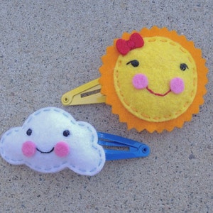 Felt Hair Clips, Girls Hair Clips, Toddler Hair Clips, Hair Barrette, Hair Pin, Gift For Girls, Hair Bows , Sun, Cloud, Best Friends