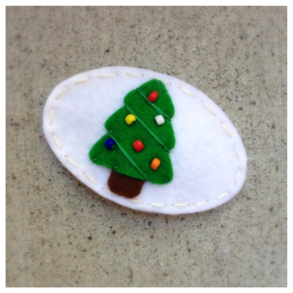 Felt Hair Clip Holiday Tree, Christmas Tree Hair Clip, Girls Hair Clip, Holiday Hair Clip