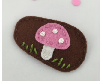 Felt Hair Clip, No Slip, Girl Hair Clip, Baby Hair Clip, Hair Bow, Toddler Hair Clip, Rose, Mushroom, Toadstool