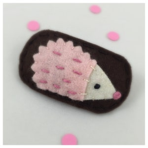 Filz Haarspange, kein Slip, Mädchen Haarspange, Baby-Haar-Clip, Filz Haarschleifen, Baby-Mädchen-Bögen, Bögen für Mädchen, Geschenk für Mädchen, Igel, weiche rosa