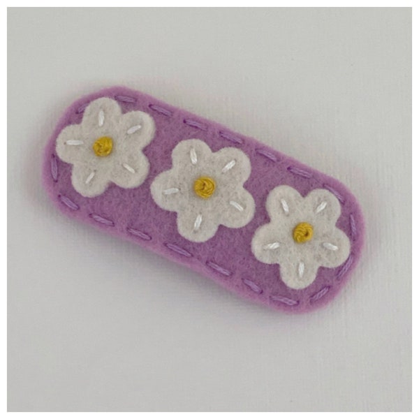 Felt Hair Clip, No Slip, Felt Hair Bows, Felt Flower, Felt Hair Barrette, Baby Girls, Hair Accessories, Wool Felt, White Daisy, Lavender