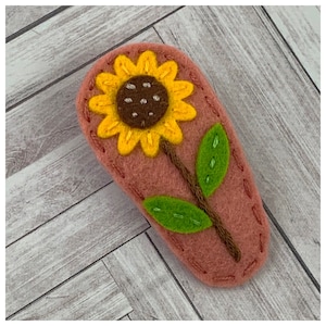 Felt Hair Clip, No Slip, Gift For Girls, Felt Flower, Girl Hair Clip, Baby Hair Clip, Felt Hair Bows, Hair Barrette, Sunflower, Brick image 1