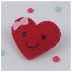 Felt Hair Clip, NO SLIP CLIP, Sweetheart, Valentine Hair Clip, Heart Hair Clip, Girls Hair Clip, Girl Hair Clip, Wool Felt, Hair Bow