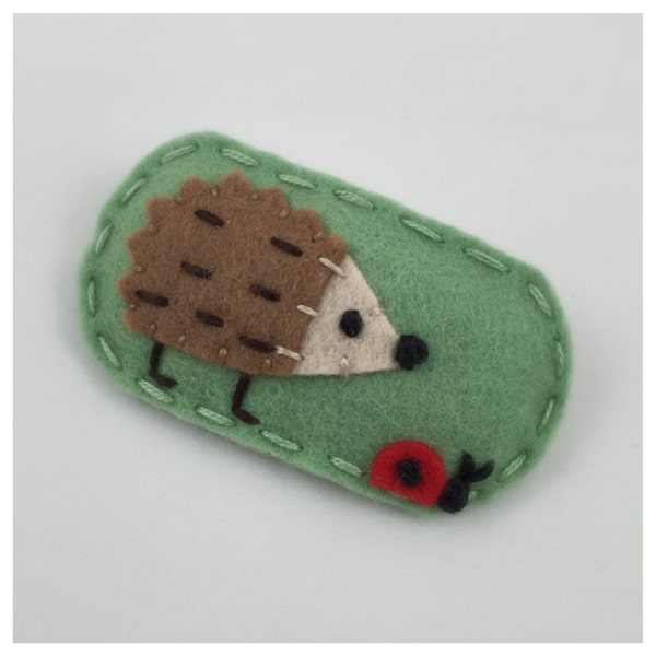 Design Seen In  Pregnancy & Newborn Magazine Hedgehog, Felt Hair Clip, No Slip, Hedgehog, Mint Green, Girls Hair Clip, Toddler Hair Clip