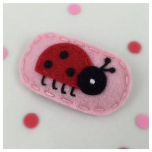 Wie gesehen in Lucky Kids Magazin, Filz-Haarspange, NO SLIPCLIP, Wollfilz-Haarspange, Marienkäfer, Rosa Filz, Haarnadel