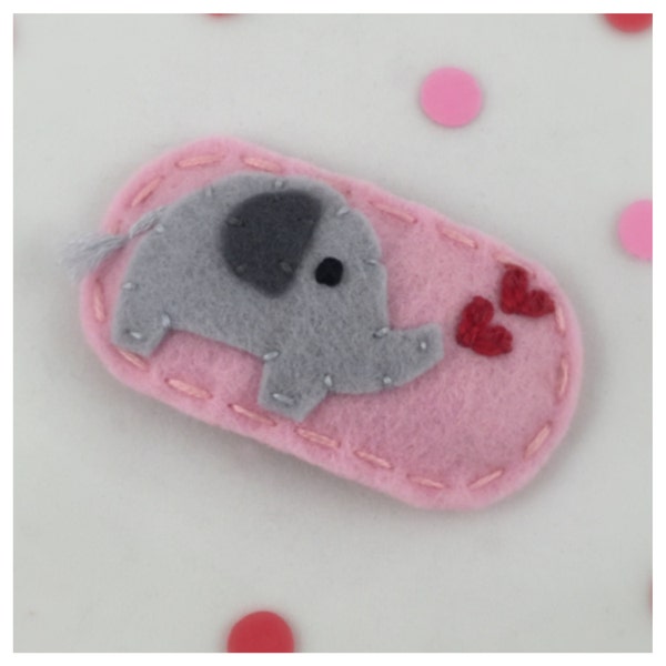 Felt Hair Clip, No Slip, Ellie Elephant, Pink, Girls Hair Clip, Toddler Hair Clip, Felt Animal