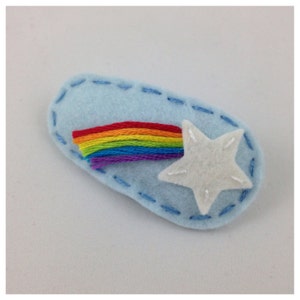 Barrette en feutre, antidérapante, Noeud pour cheveux en feutre, Noeud pour bébé fille, Barrette à cheveux pour fille, Noeuds papillon pour fille, Cadeau pour fille, Étoile filante, Arc en ciel, Rainbow Brite