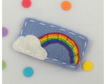 Felt Hair Clip No Slip, Girls Hair Clip, Baby Hair Clip, Toddler Hair Clip, Cloud, Rainbow, Light Blue