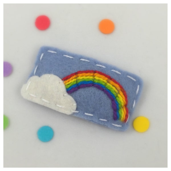 Felt Hair Clip No Slip, Girls Hair Clip, Baby Hair Clip, Toddler Hair Clip, Cloud, Rainbow, Light Blue