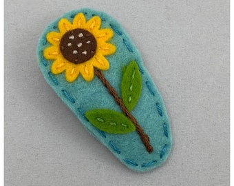 Felt Hair Clip, No Slip, Gift For Girls, Felt Flower, Girl Hair Clip, Baby Hair Clip, Felt Hair Bows, Hair Barrette, Sunflower, Hair Bow