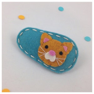Vilten haarspeld, NO SLIP CLIP, Ginger Alley Cat, Teal, Kitty Cat Hair Clip, Hair Clip Girls, Orange Cat, SunDrop Clips, Haarspeld