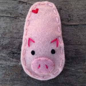 Filz Haarspange, NO SLIP CLIP, Animal Serie Schwein, Schweinchen, Rosa, Mädchen Haarspange, Kleinkind Haarspange, Baby Haarspange