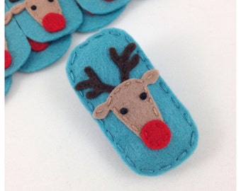 Reindeer Felt Hair Clip, Teal Hair Clip, Girls Hair Clips, Christmas Hair Clips, Hair Clips, Toddler Hair Clips