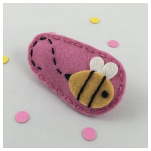 Filz-Haarspange, NO SLIP CLIP, Filz-Haarschleife, Wollfilz-Haarspange, Bögen für Mädchen, Kleinkind-Haarspange, Mädchen-Haarschmuck, Hummel, Rose