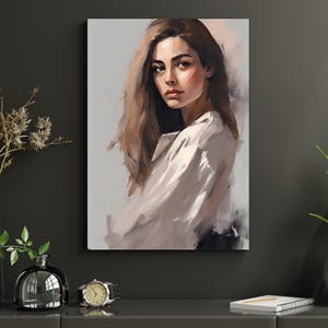 Woman Portrait Tableau | Digital Product | Acrylic  Painting | Wall Decor | Downloadable Product | Printable Art