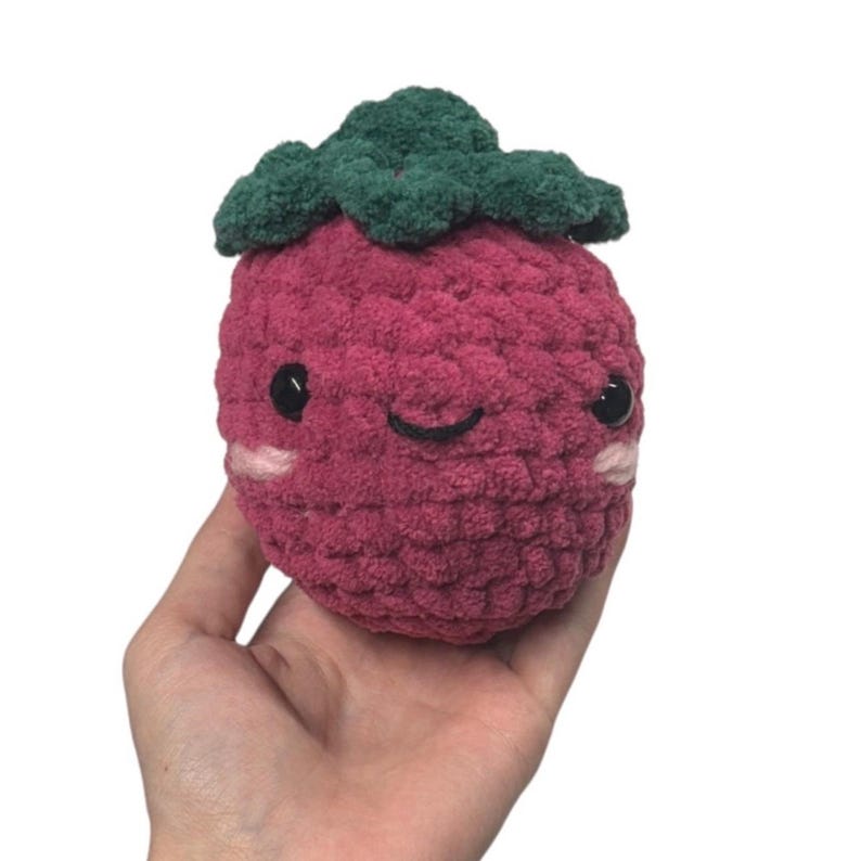 Crochet Raspberry Amigurumi Plush. Cute Handmade Pinkish Berry Stuffed ...