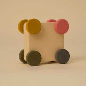Toyto White Square Vehicle wooden toy car