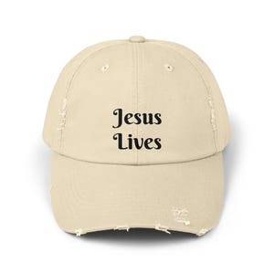 Distressed Christian Baseball Cap: Faith-Inspired Vintage Style, Jesus Lives