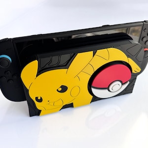 Funda para base de Pokémon Pikachu para Switch 2 con fondo negro: Decoración para videojuegos