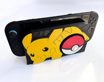 Pokémon Pikachu Switch 2 Dock Cover with Black Background: Gaming Décor