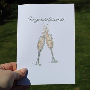 Congratulazioni Champagne Card - Glittered Made to Order Greeting Card Anniversario Nuovo lavoro Laurea Promozione Fidanzamento