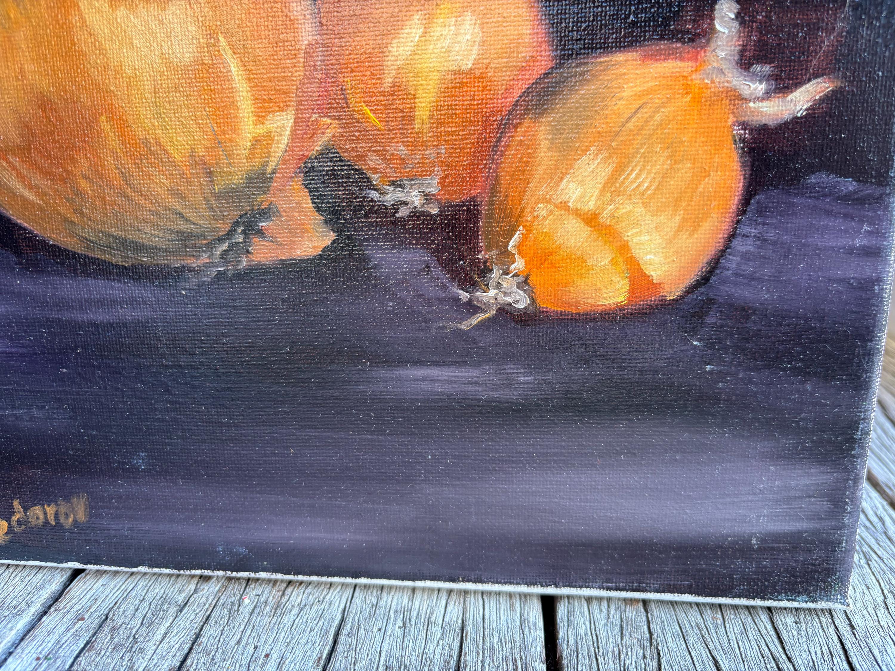 玉ねぎのある静物画。オリジナル油絵、25 x 25 cm - Etsy 日本