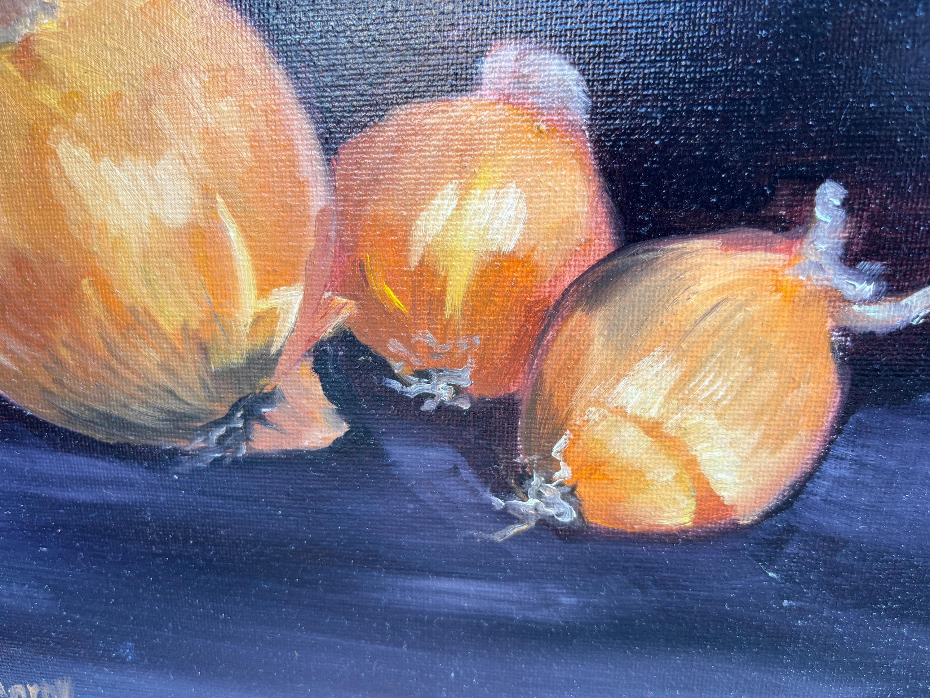 玉ねぎのある静物画。オリジナル油絵、25 x 25 cm - Etsy 日本