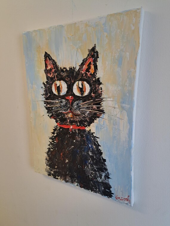 油絵　専用　切り株の上の黒猫 油絵 専用 切り株の上の黒猫 油絵 専用 切り株の上の黒猫