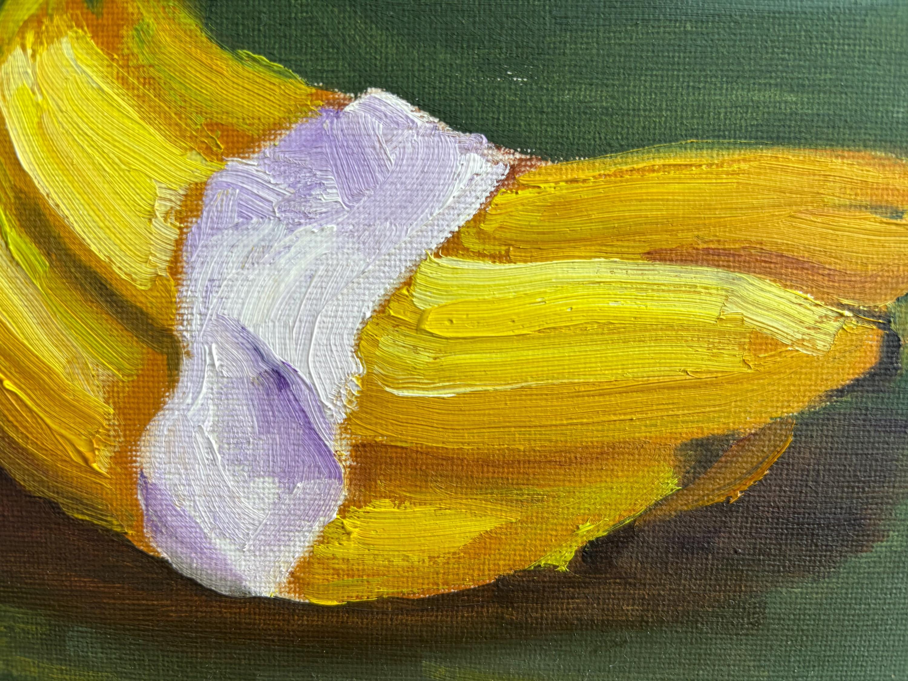 バナナのある静物画。オリジナル油絵、25 x 25 cm - Etsy 日本