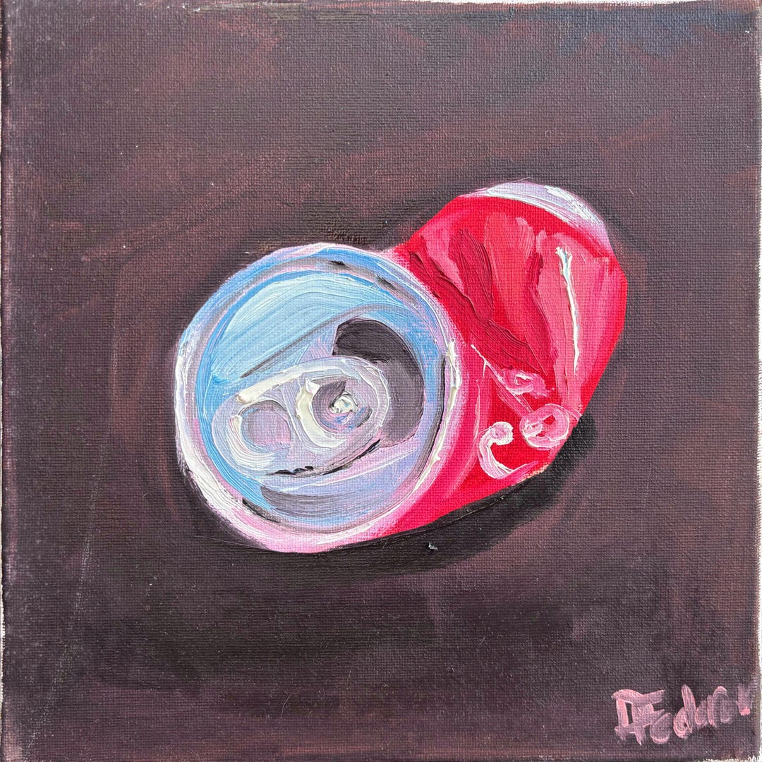 Still Life With a Crushed Cola Can. Original Oil Painting 25x25cm - Etsy