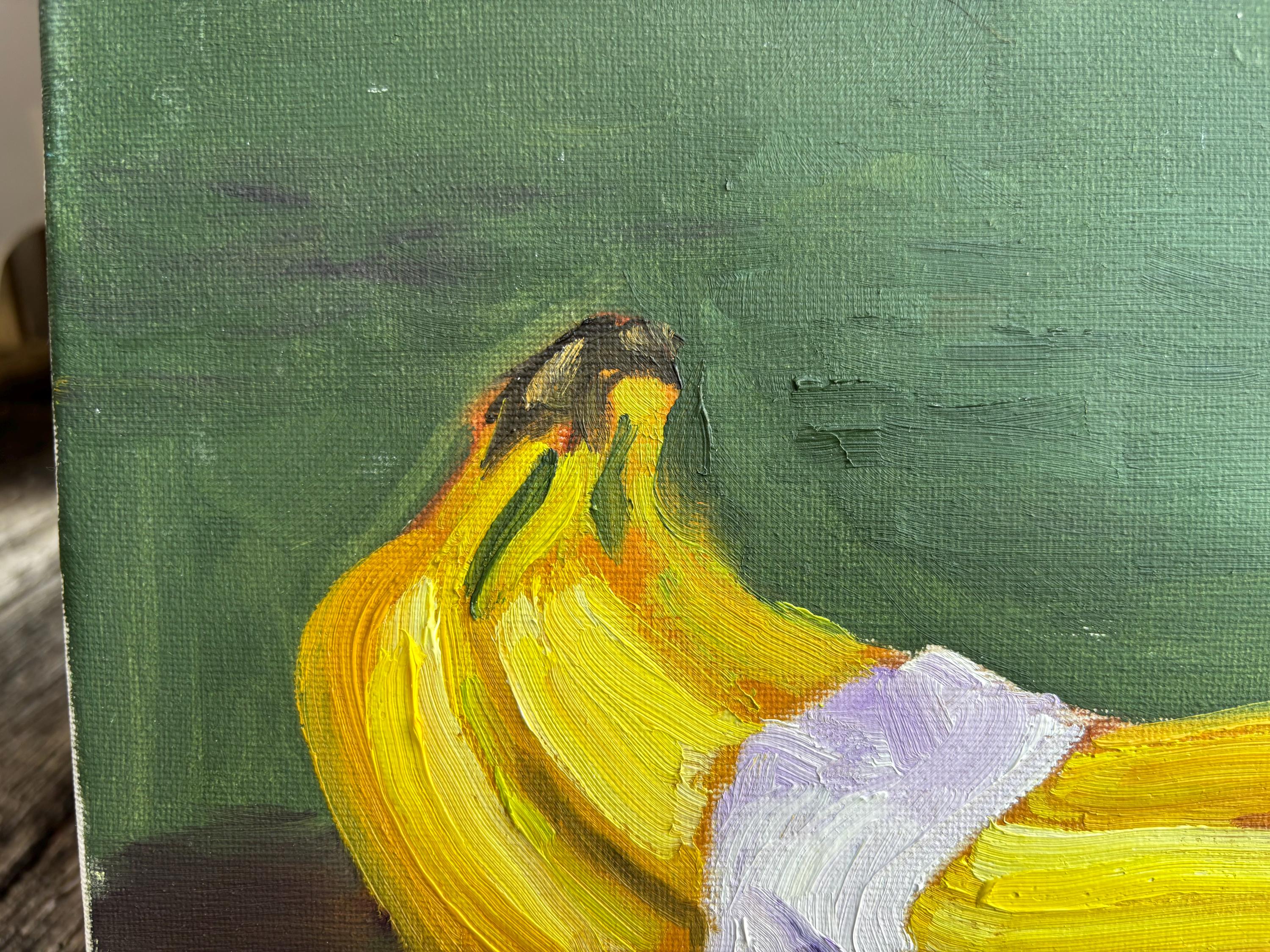 バナナのある静物画。オリジナル油絵、25 x 25 cm - Etsy 日本