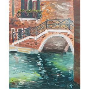 Venetiaans kanaal. origineel olieverfschilderij 40 x 50 cm