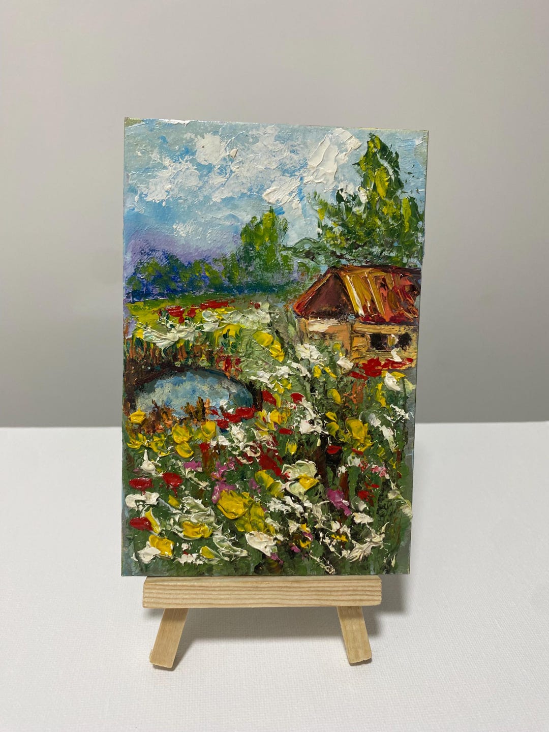 Impasto Flower Landscape Oil Painting: Original Mini Art (4x6) - Etsy
