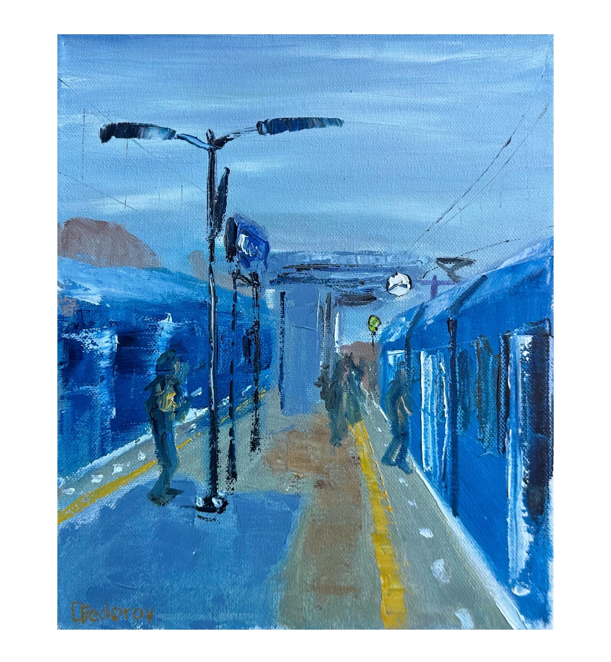 駅 都市風景画 オリジナル油絵 25 x 30 cm - Etsy 日本
