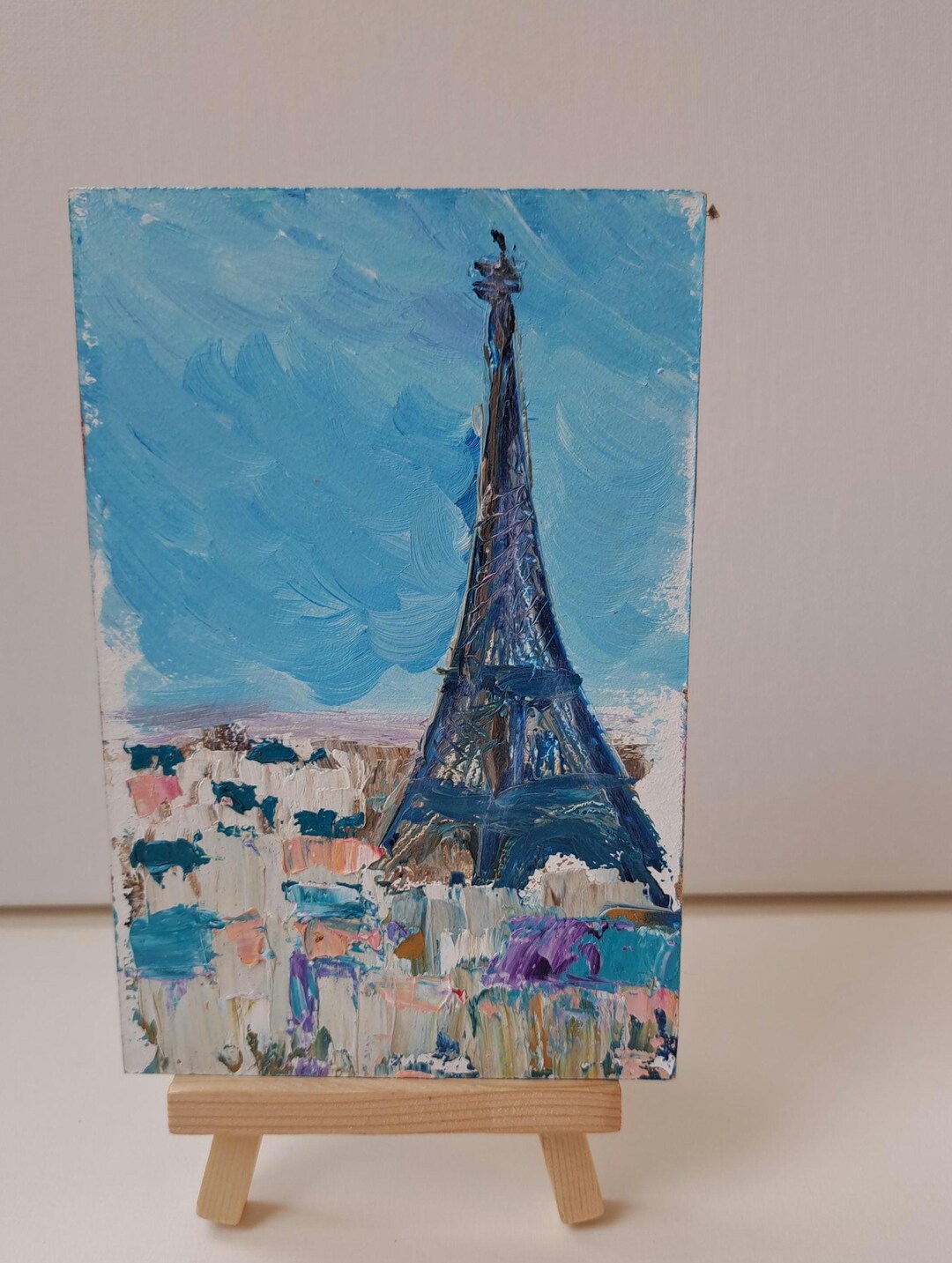 Paris Eiffel Tower 4x6 Original Oil Painting Fine Art Cute Gift Mini ...