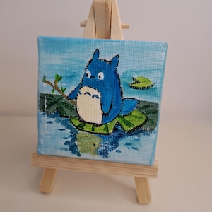 Cute cartoon character anime fan art miniature original acrylic painting 3x3 fine art cute gift mini art