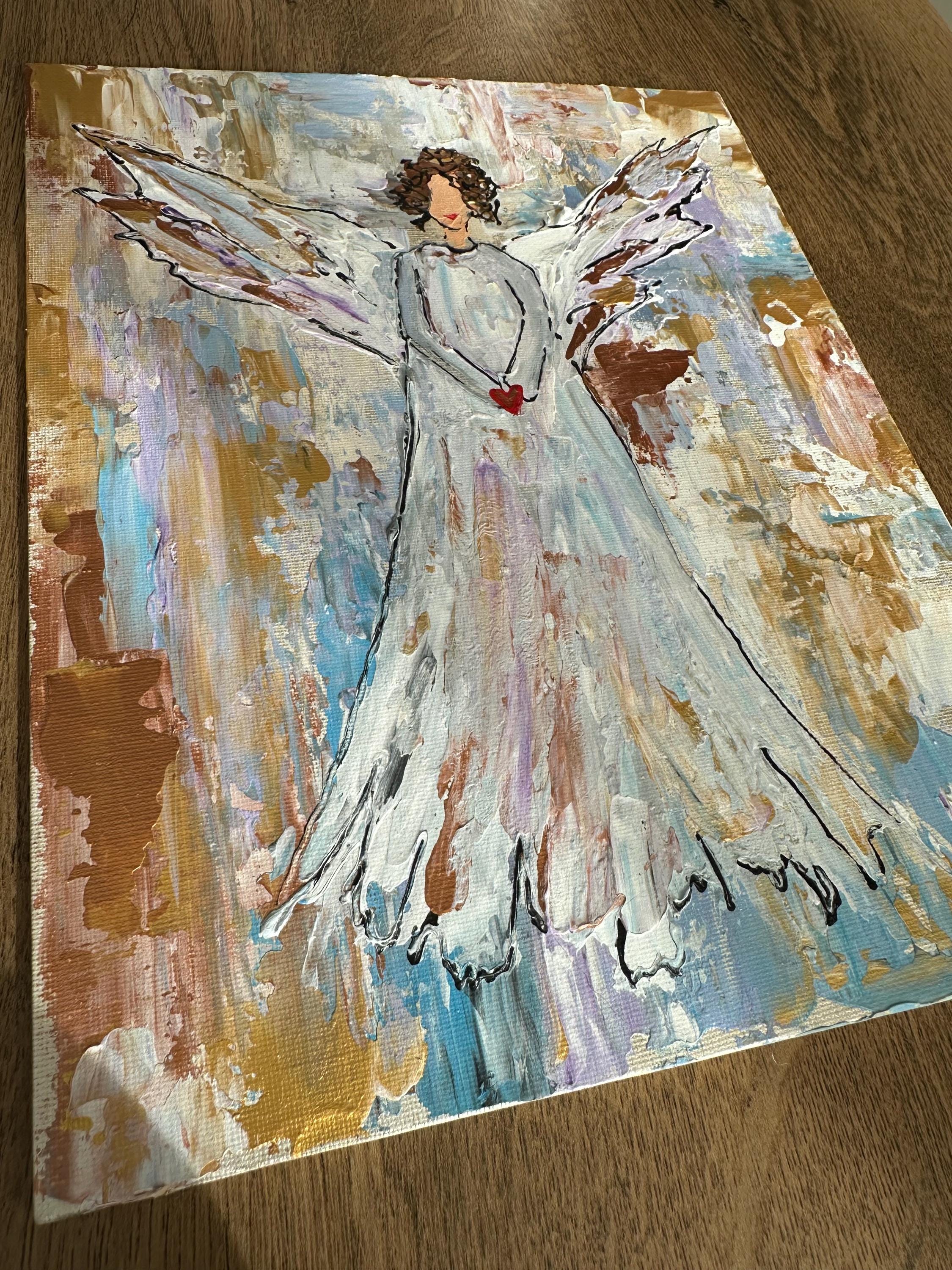 天使 アクリル 抽象人物 オリジナル絵画 24 x 30 cm - Etsy 日本