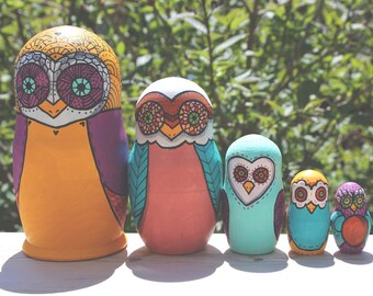 Custom Owl Nesting Dolls