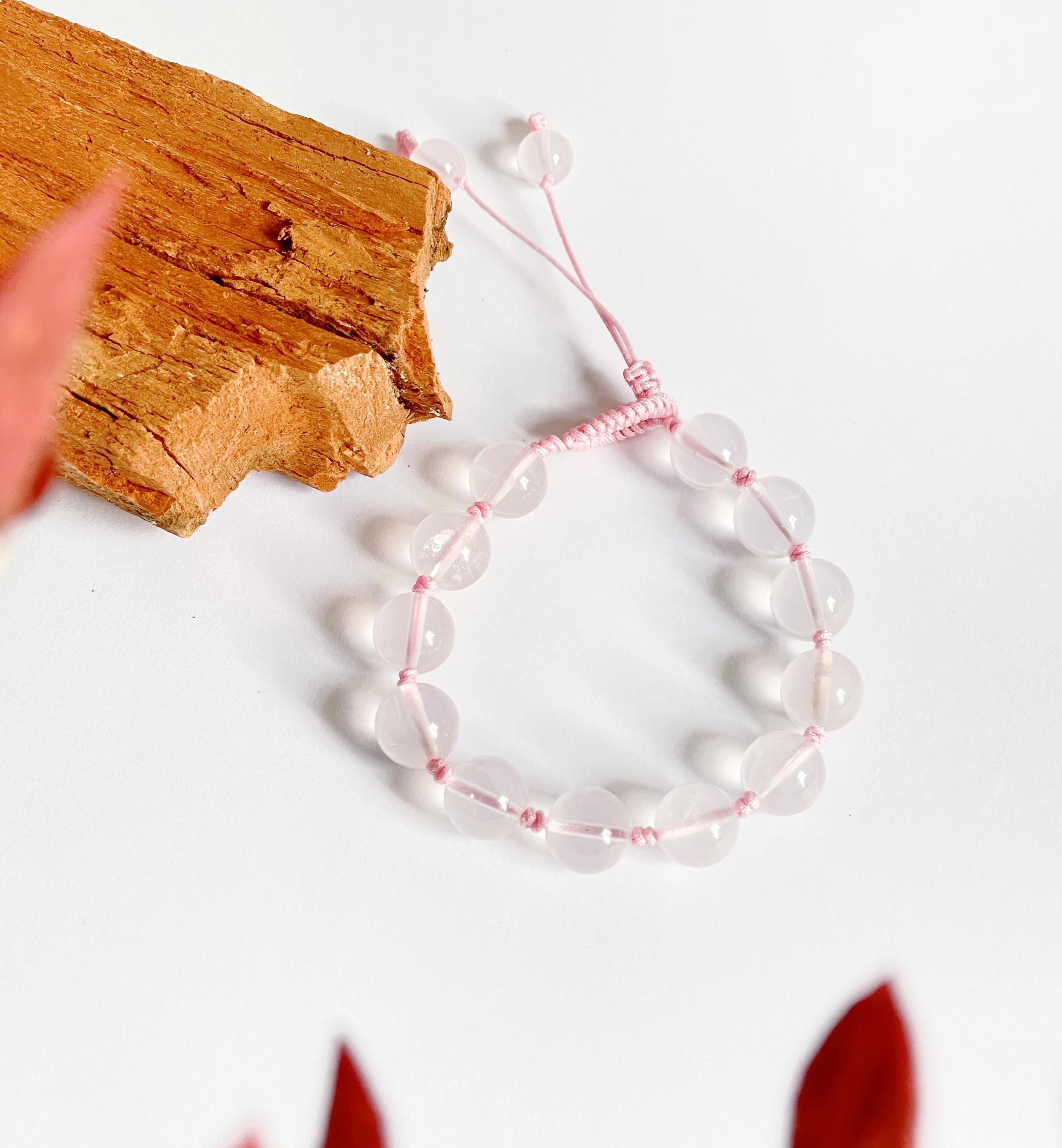 Braccialetto in Quarzo Rosa e Perla con Catena d'Oro