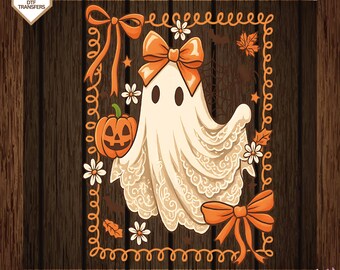 Coquette Lace Halloween Ghost Ready To Press, Halloween Pumpkin Dtf Transfers, Cute Ghost Heat Press, Direct To Film, Ready For Ship