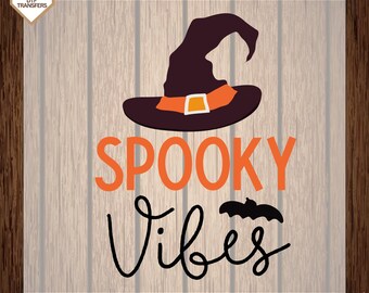 Spooky Vibes Ready To Press, Halloween Pumpkin Dtf Transfers, Cute Ghost Heat Press, Direct To Film, Ready For Ship, Spooky Season Tee