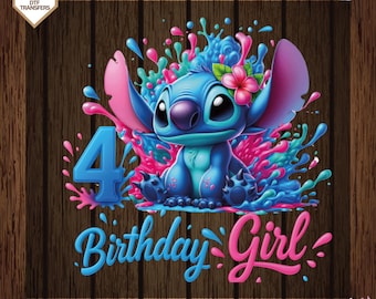 Personalized Custom Stitch Birthday Girl Ready To Press, Blue Birthday Girl or Boy Dtf Transfers, Girl Birthday Direct To Film