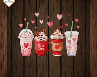 Coffee Valentine's Day Ready To Press, Heart Valentine Dtf Transfers,