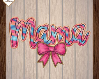 Mama Coquette Bow Ready To Press,Floral Mama Dtf Transfers, Retro Mama Dtf, Mama Floral  Dtf