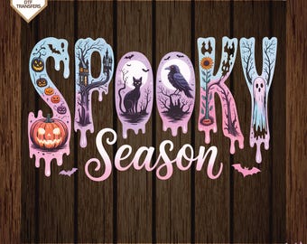 Halloween Iridescent Spooky Season Ready To Press, Halloween Dtf Transfers, Halloween Heat Press, Halloween Pumpkin Direct To Film
