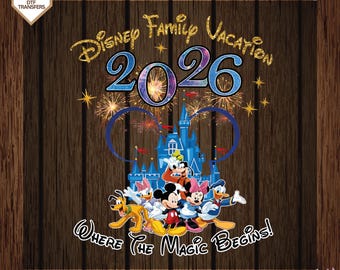 Disney Family Vacation 2026 Ready To Press, Disney Christmas Dtf Transfers, Disneyland Mickey and Friends Christmas Heat Press