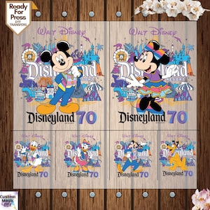 Custom Disneyland 70th Anniversary Ready To Press, Disneyland Resort Dtf Transfers, WDW Family Vacation Dtf, Magic Kingdom Direct To Film
