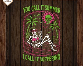 Summer Suffering Tank Top spooky Skeleton girl in floaty halloween in july creepy cute summer goth spooky summerween Ready To Press,