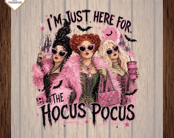 Funny Doll Face Halloween Ready To Press, Just Here For the Hocus Pocus Dtf Transfers, Spooky Cute Direct To Film